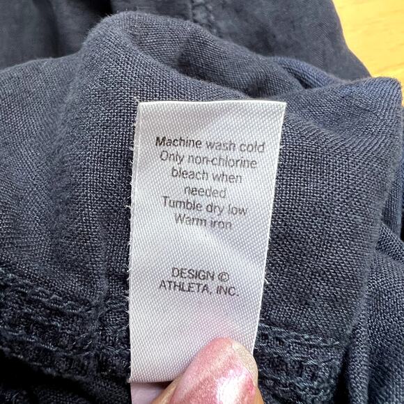 Athleta Maternity Women size 6 100% Linen Pants Navy Comfort Summer Pregnancy - Picture 6 of 7